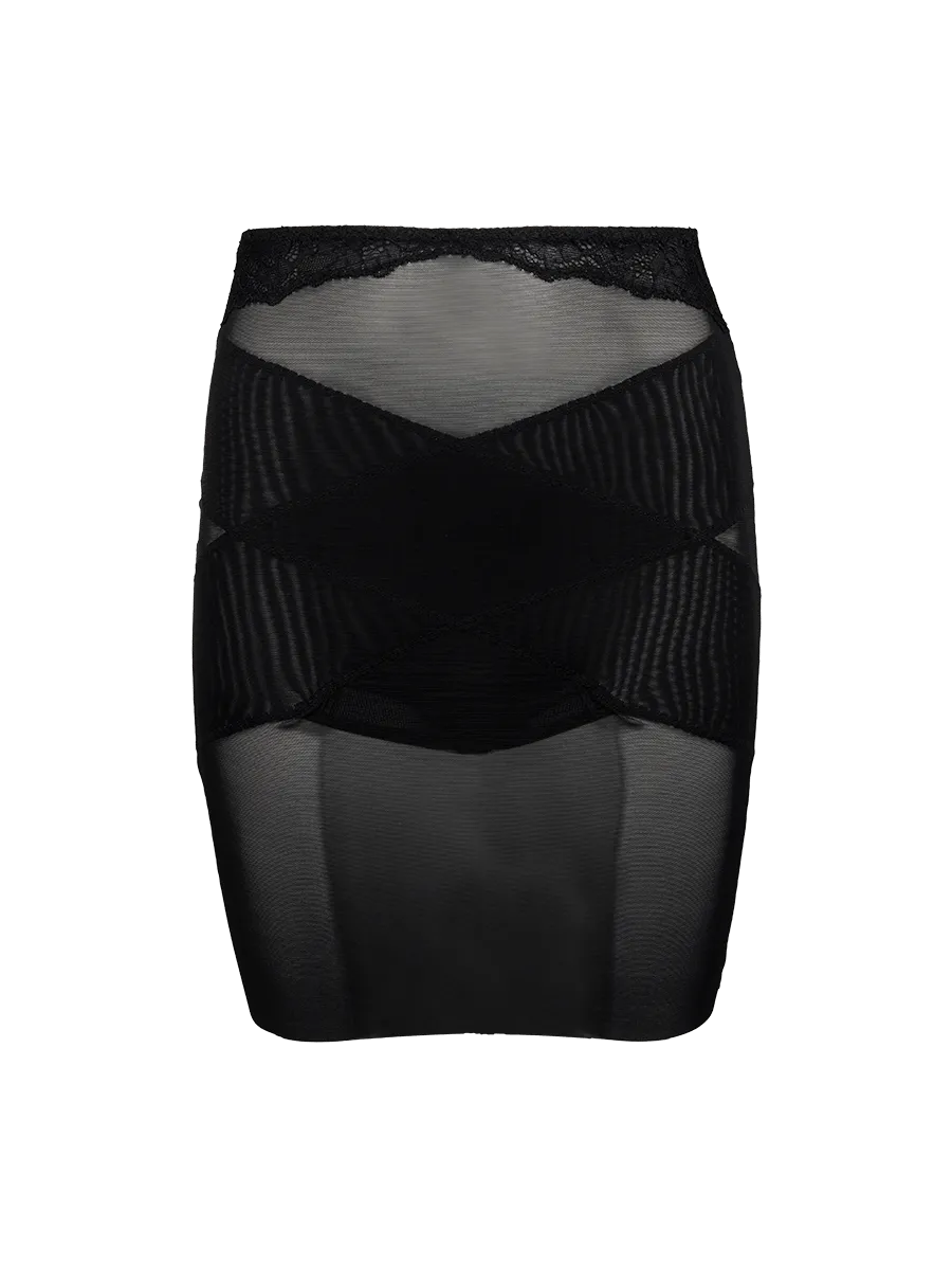 Hope, Anágua Modeladora Em Tule E Renda Preto