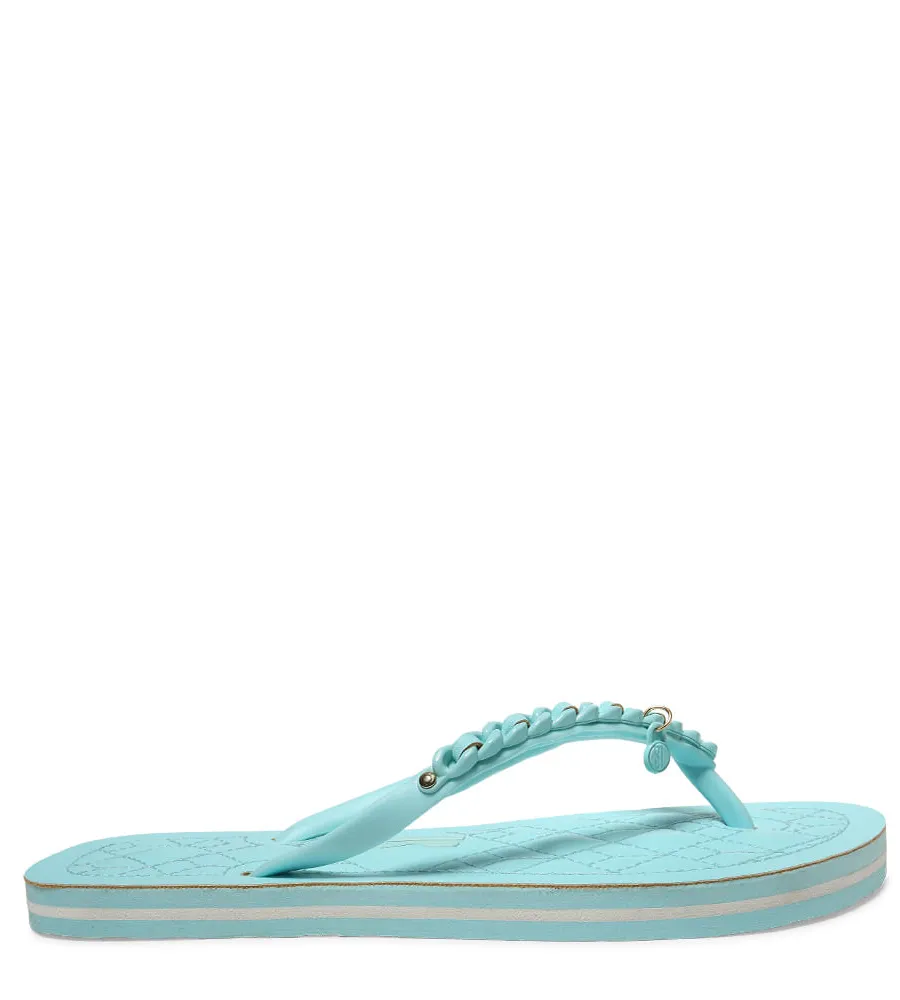 Santa Lolla, Chinelo Flip Flop Borracha Corrente Azul