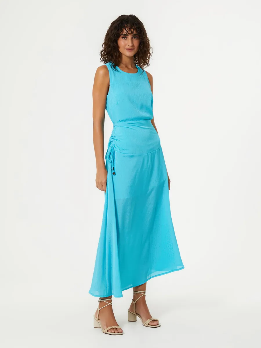 Zinzane, Saia Midi Crepe Queen - Azul Ceu