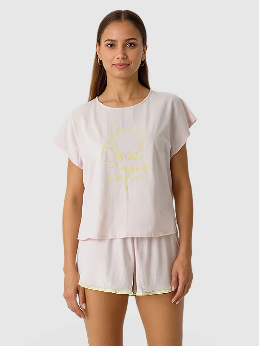 Malwee, Pijama Curto Feminino Good Morning Sunshine Em Algodão