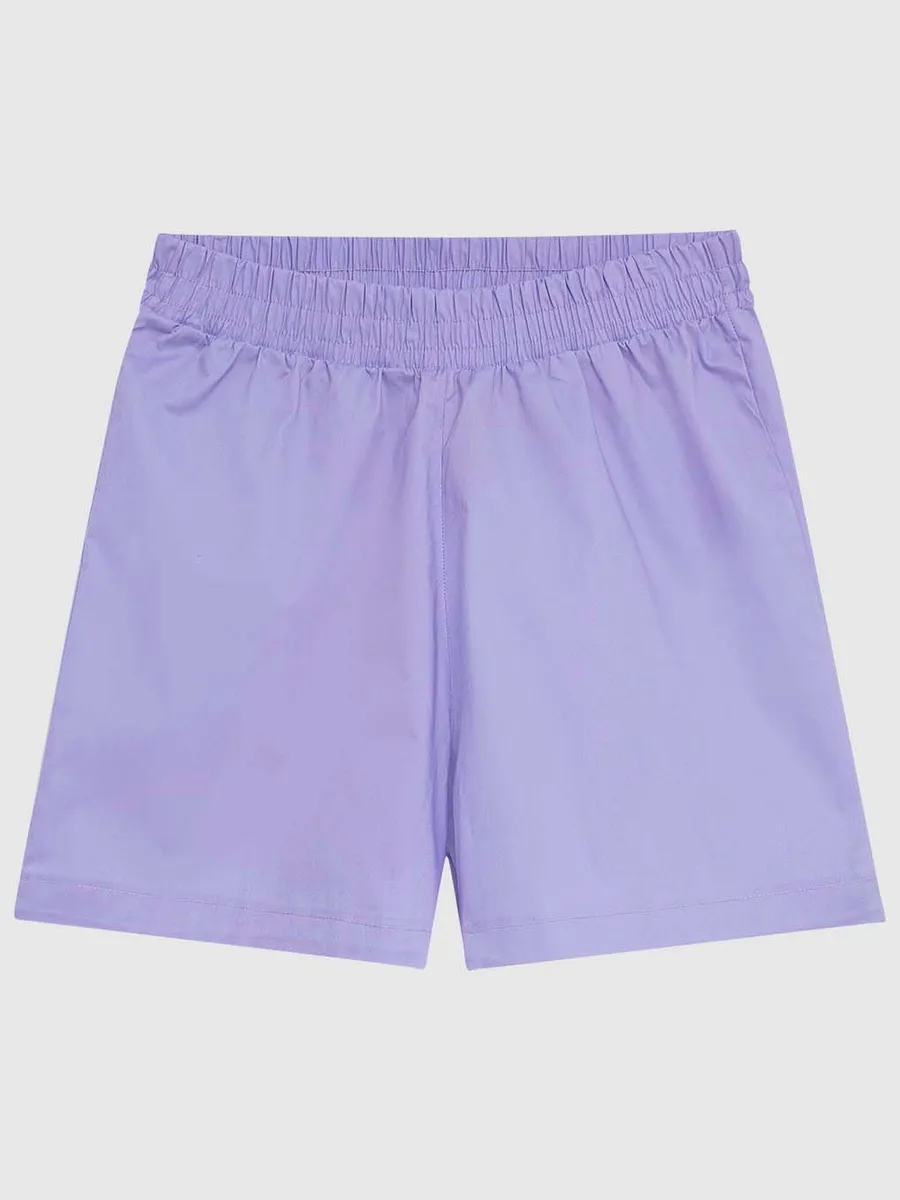 Malwee, Shorts Feminino Cintura Alta Cós Elástico Em Tricoline