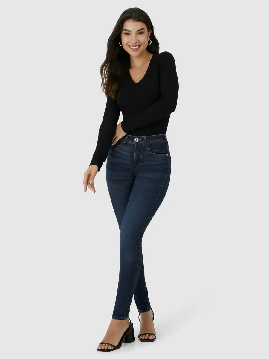 Malwee, Calça Feminina Skinny Cintura Média 1 Copo D'Água Em Flex Jeans