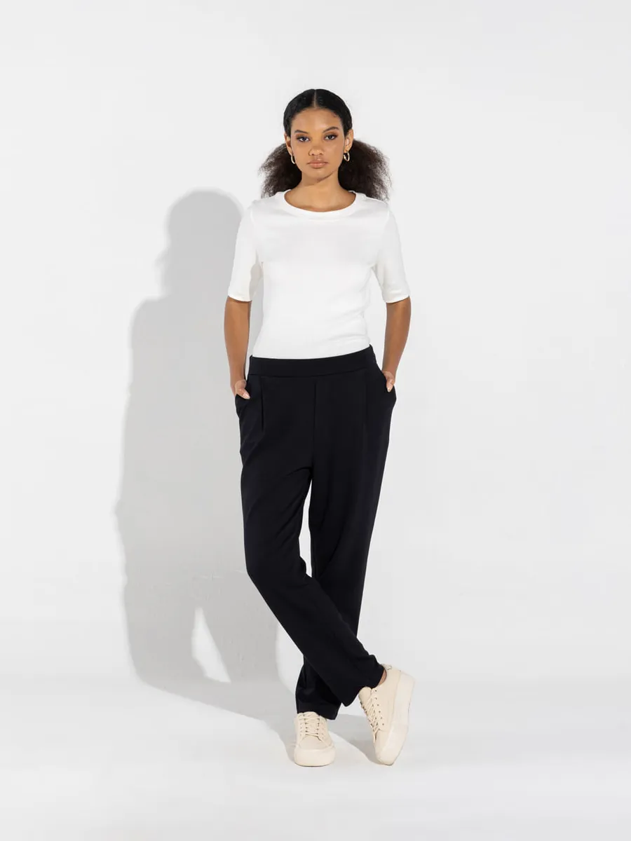 Basico.Com, Blusa Algodão Canelado Manga Curta Feminina