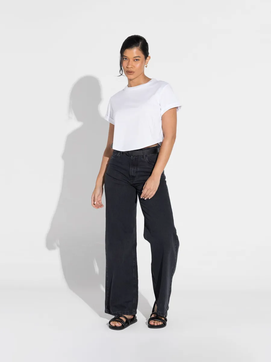 Basico.Com, Camiseta Cropped Algodão Pima Feminina