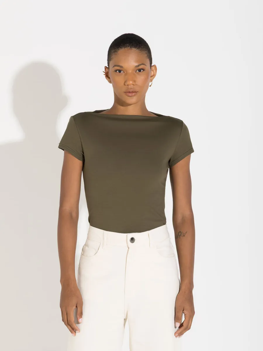 Basico.Com, Camiseta Cotton Pima Decote Reto Feminina