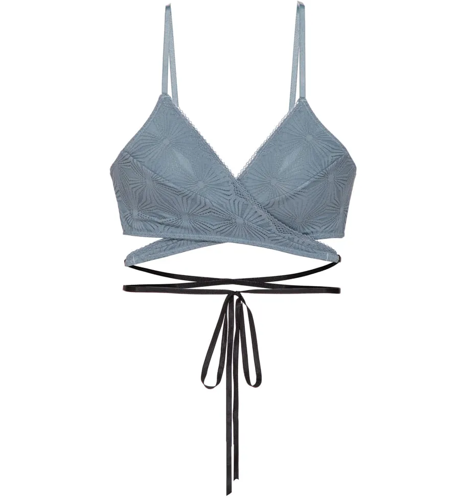 Loungerie, Top Sem Bojo Renda Wrap Up Azul Claro