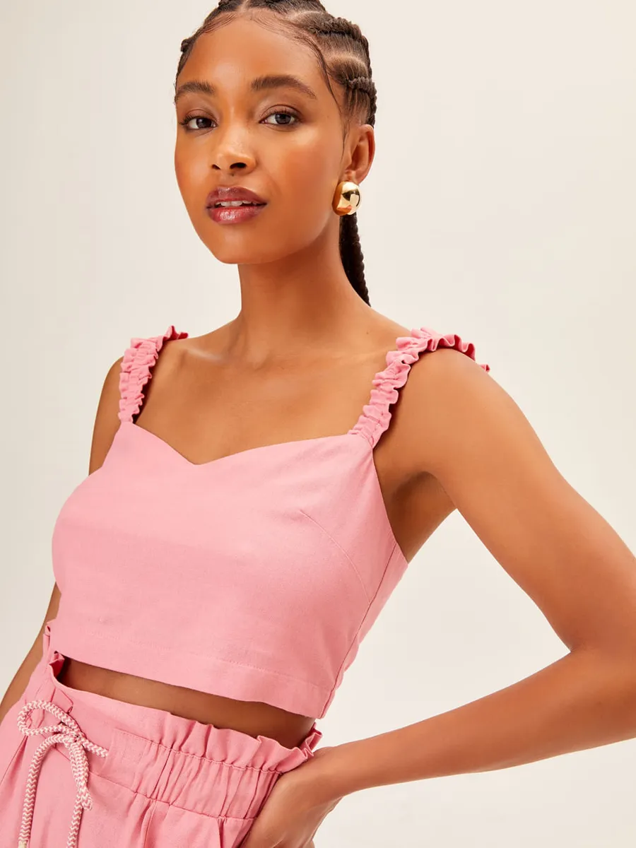 Maria Filó, Blusa Cropped Alça Babado