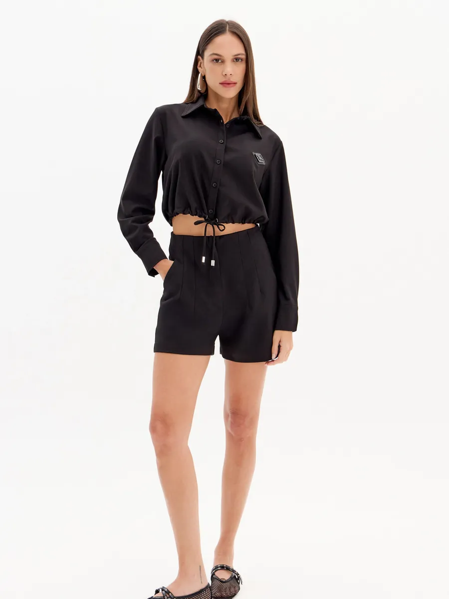 Sport Easy, Bermuda Cintura Alta Com Bolsos E Pregas