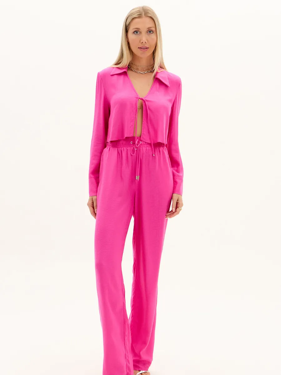 Sport Easy, Calça Wide Leg Com Amarração