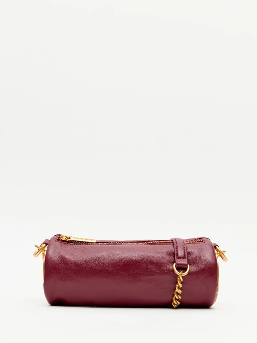 Lança Perfume, Bolsa Shoulder Couro Com Placa De Metal