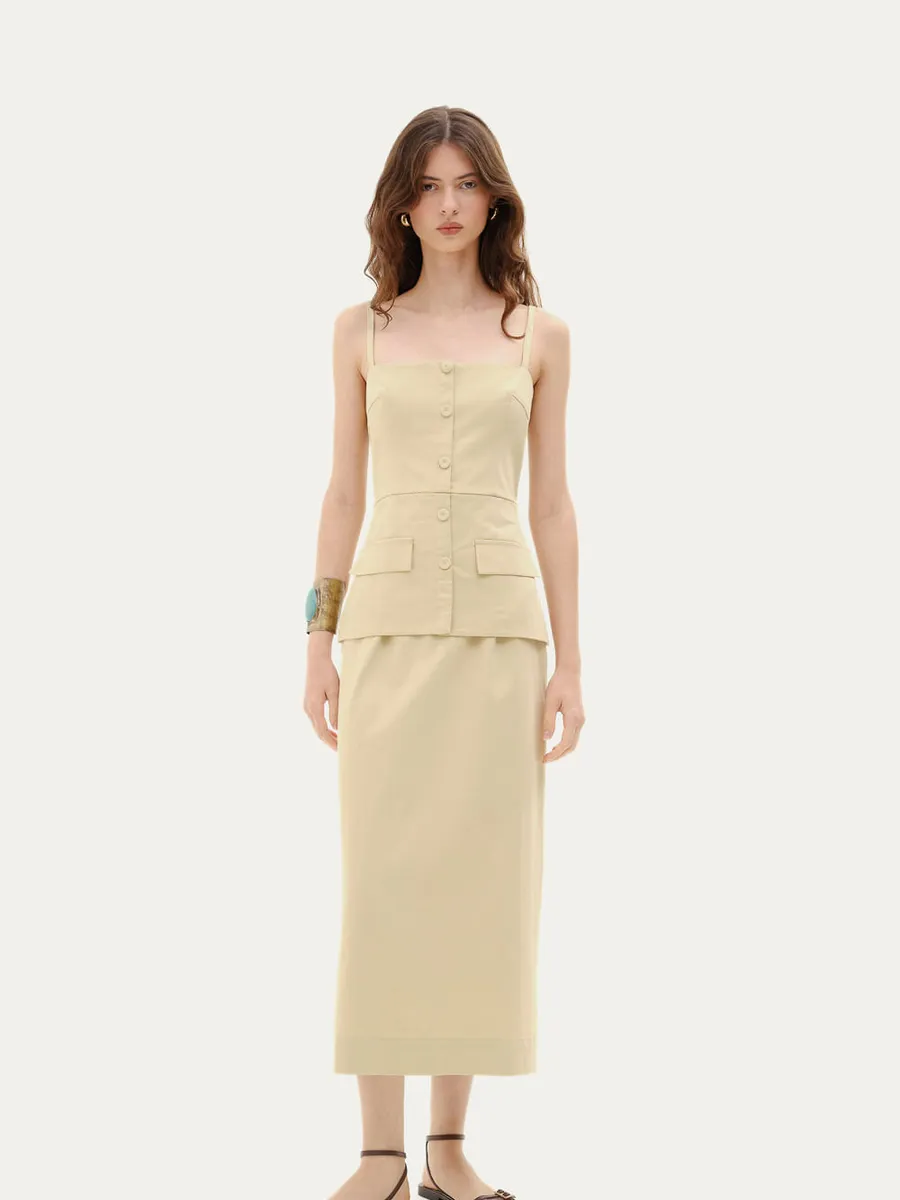 Clemence, Vestido Midi Orlen Clemence - BEGE