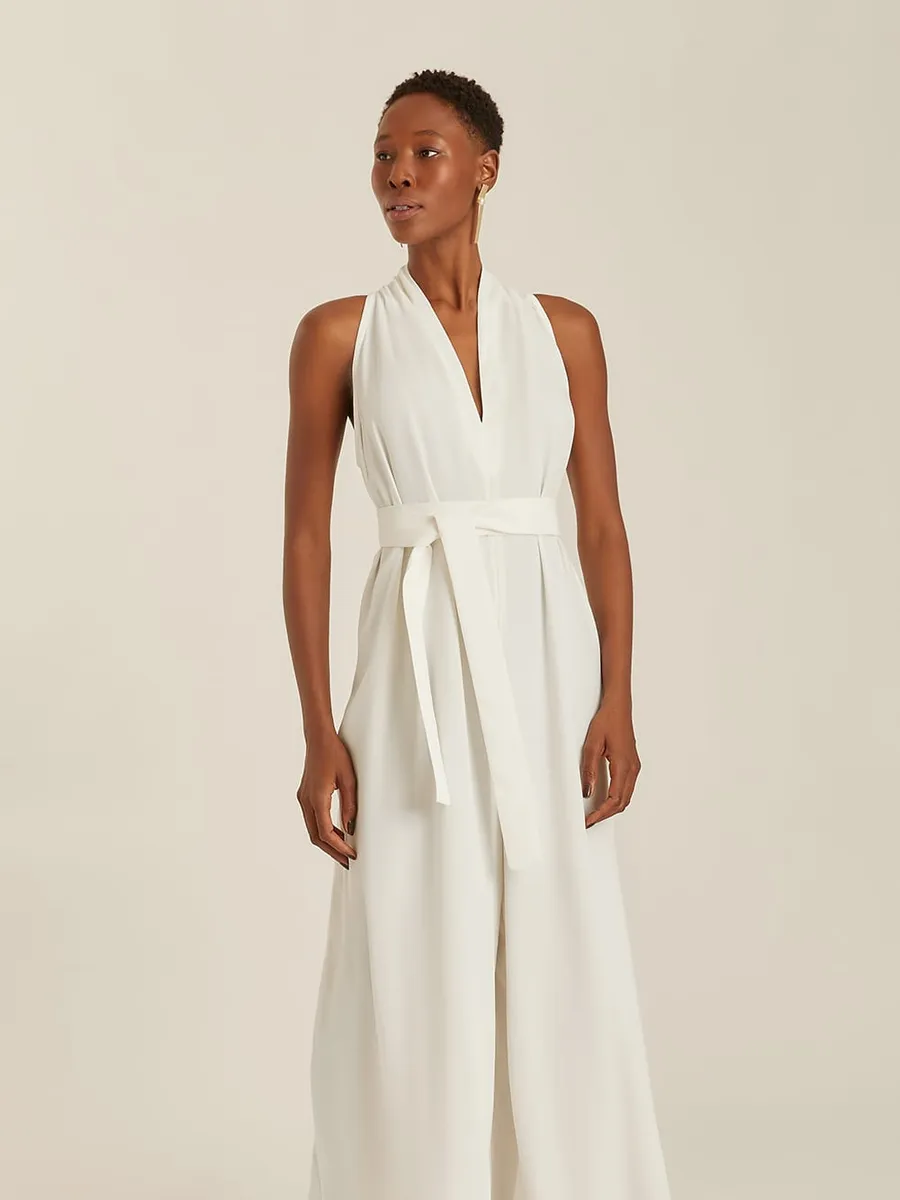Lenny Niemeyer, Macacão Decote Lenço Off White