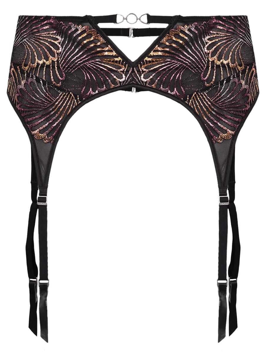 Loungerie, Cinta Liga Renda Frida Preto/Bronze
