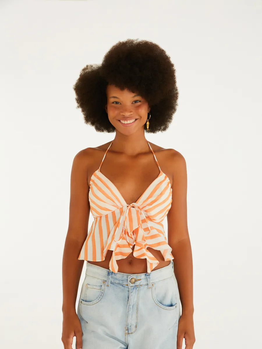 Farm, Blusa Babados Fio Tinto