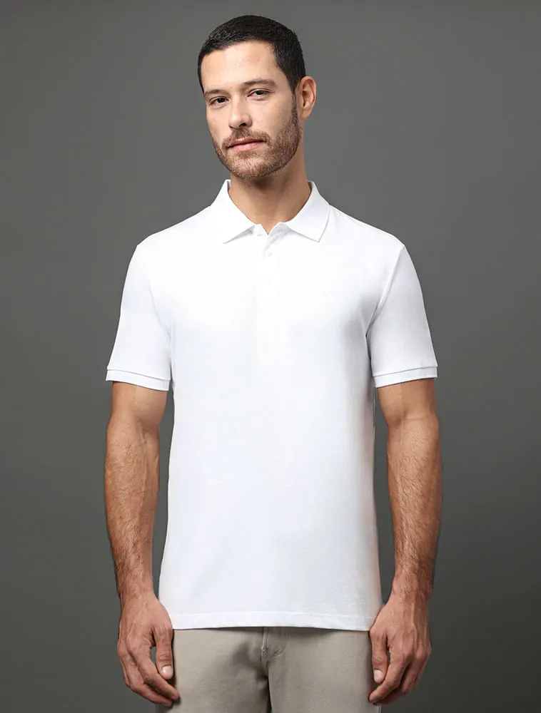 Cks Premium Label, Polo Masculina Básica Smooth Cotton Calvin Klein - Branco