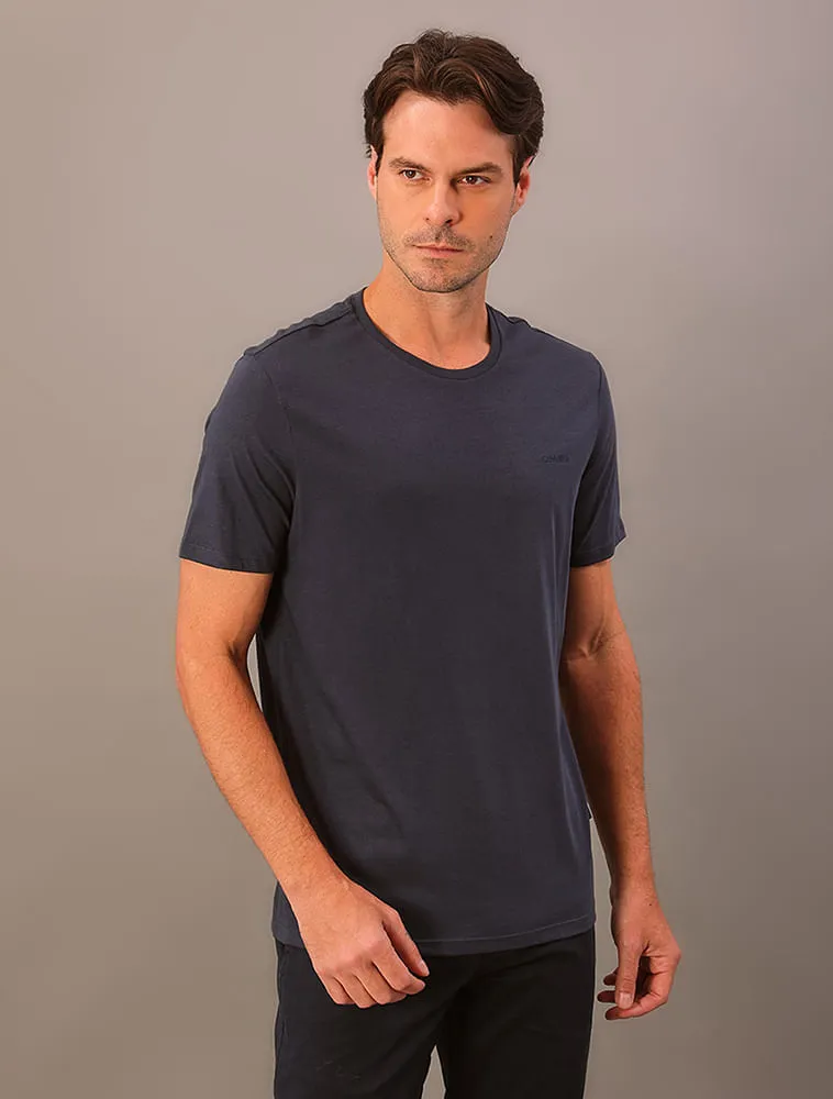 Cks Premium Label, Camiseta Masculina Gola Careca Solid Liquid - Chumbo