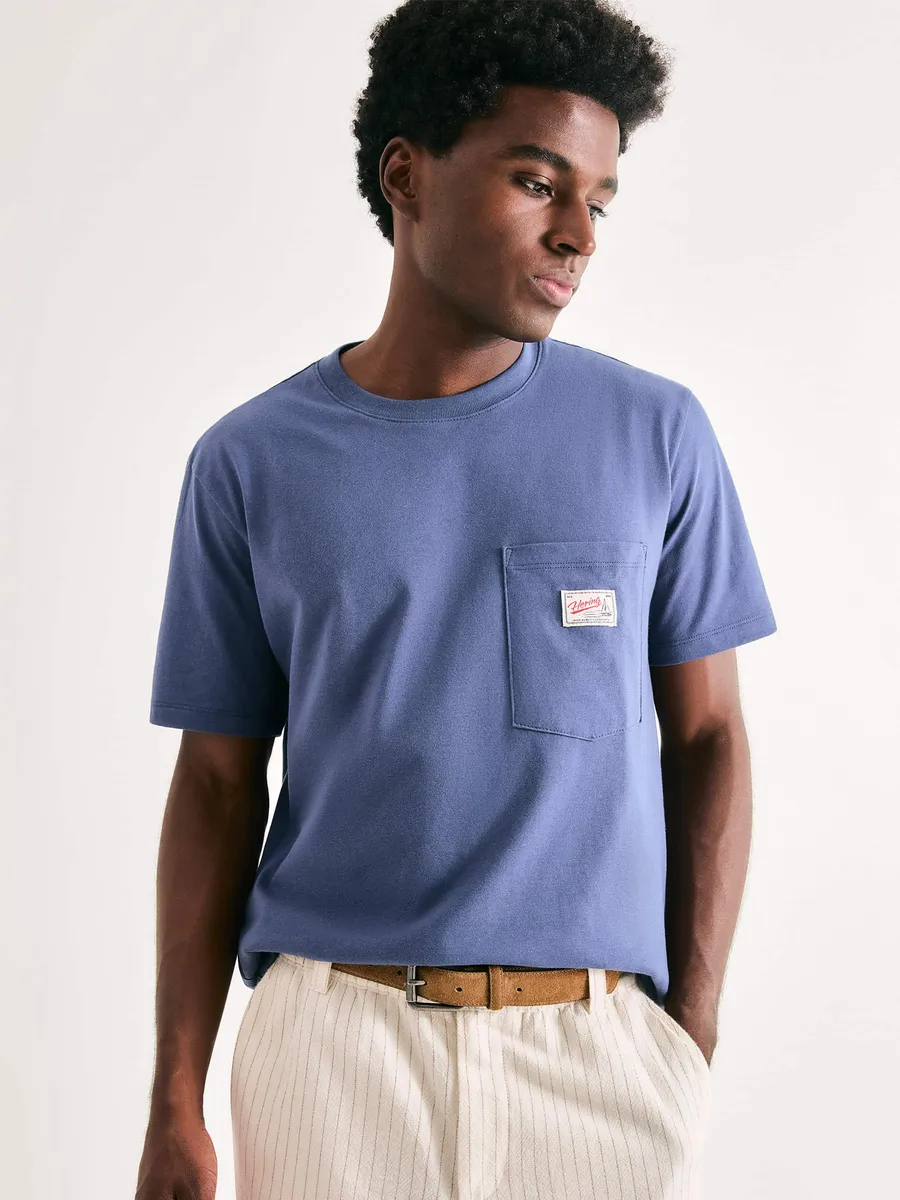 Hering Adulto, Camiseta Masculina Manga Curta Com Bolso - Azul