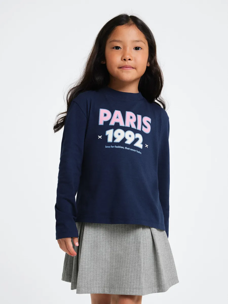 Hering Kids, Blusa Infantil Menina Manga Longa Com Estampa - Azul