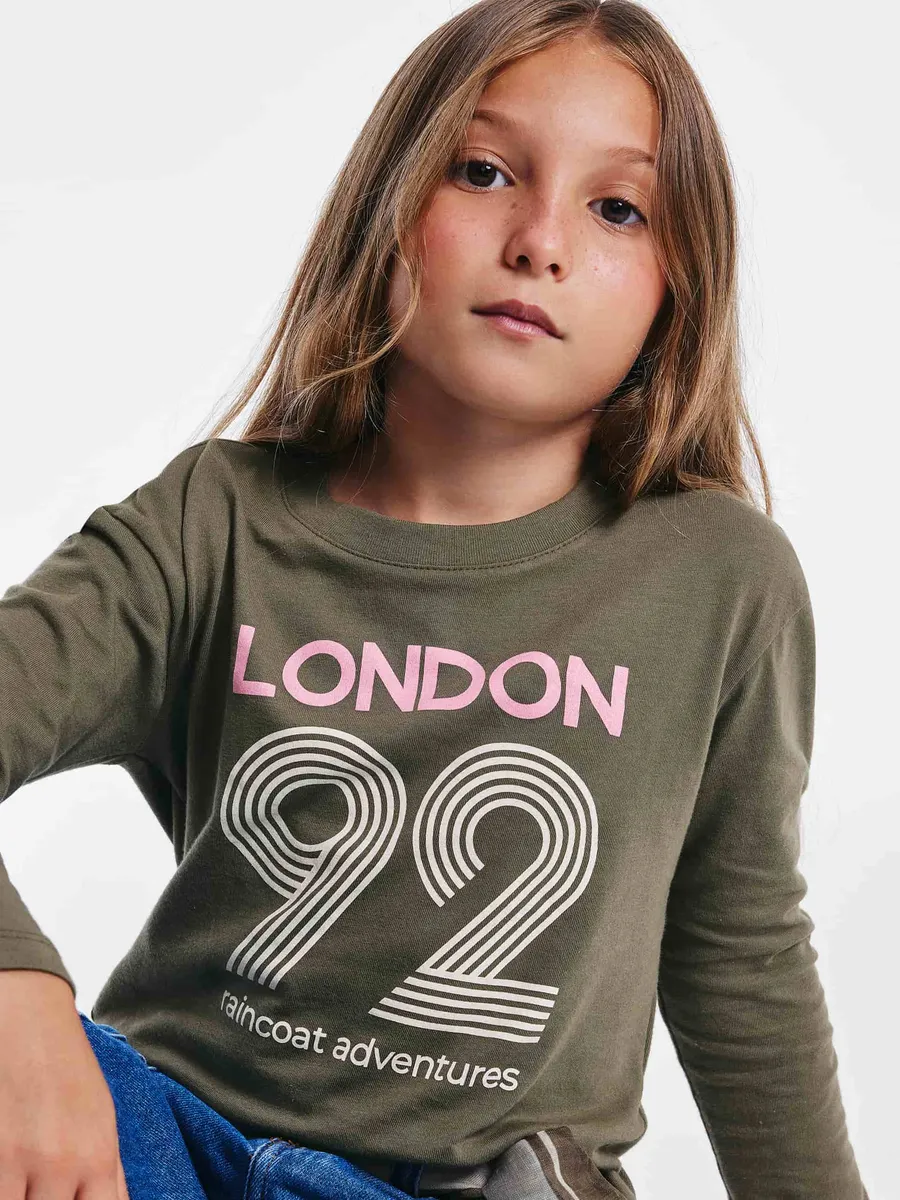 Hering Kids, Blusa Infantil Menina Manga Longa Com Estampa - Verde
