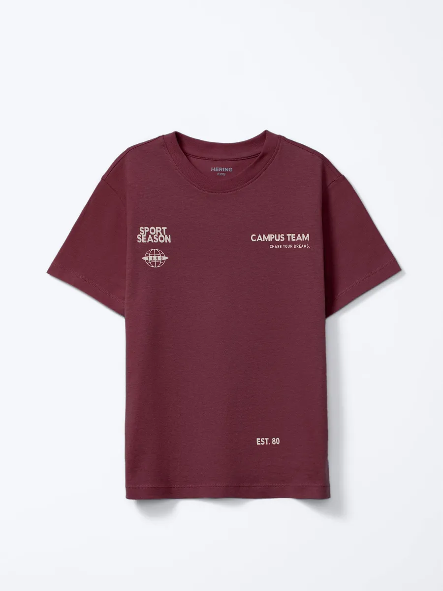 Hering Kids, Camiseta Infantil Menino Manga Curta Com Estampa - Vinho