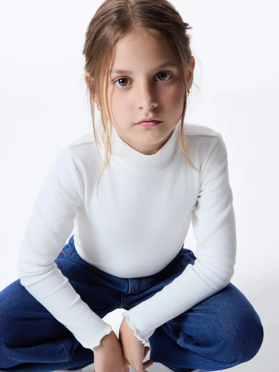 Hering Kids, Blusa Básica Infantil Menina Manga Longa Com Gola Alta - Off white