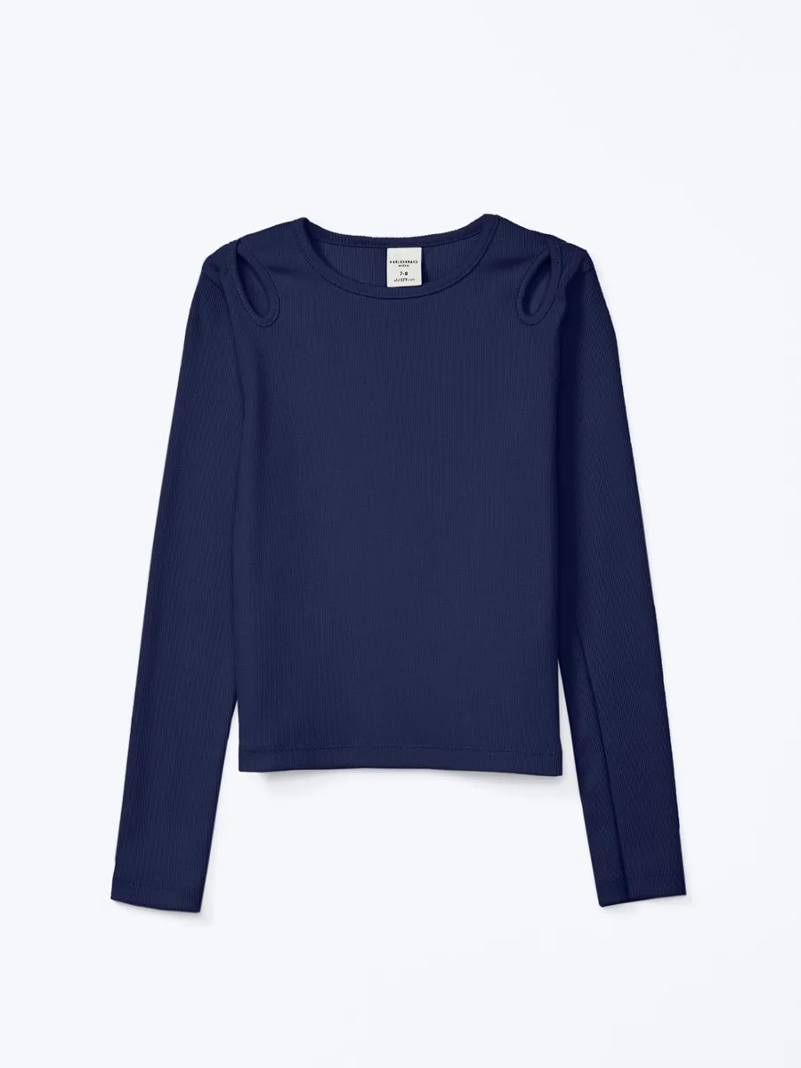 Hering Kids, Blusa Infantil Menina Em Ribana Canelada - Azul