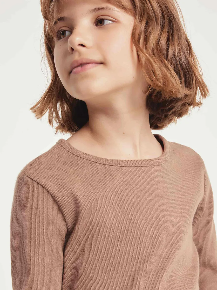 Hering Kids, Blusa Manga Longa Infantil Menina Em Ribana - Marrom