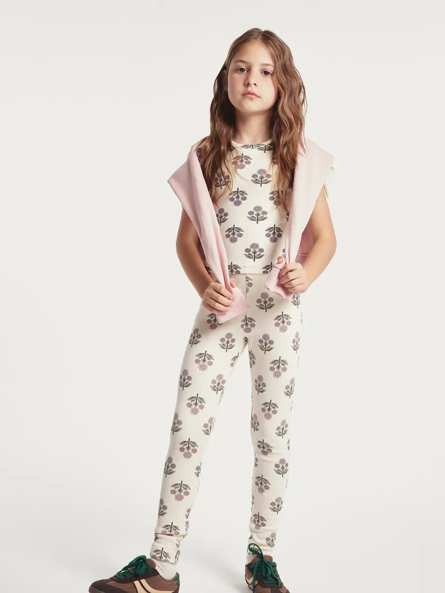 Hering Kids, Calça Legging Infantil Menina Estampada - Off white