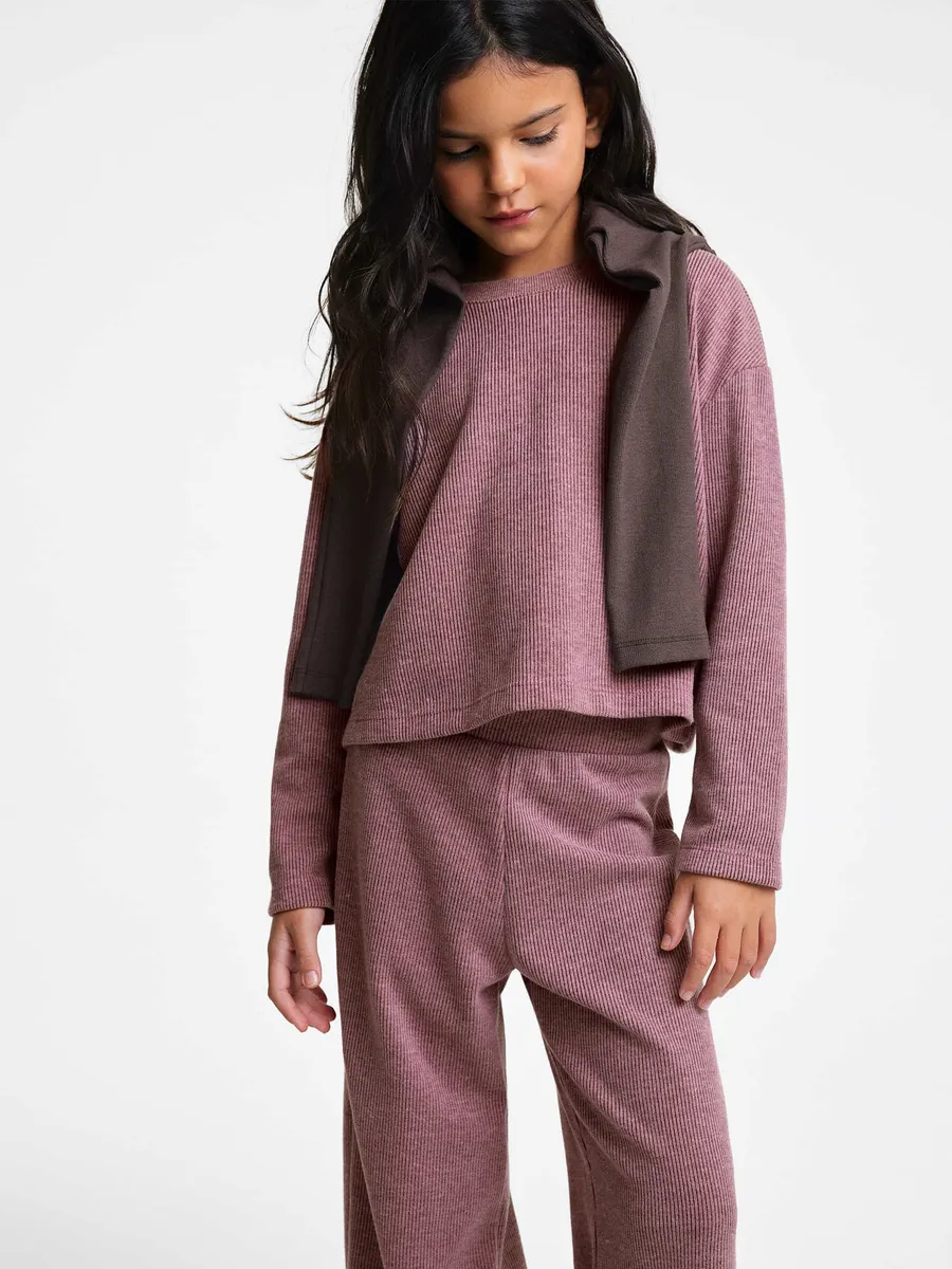 Hering Kids, Blusa Infantil Menina Manga Longa Em Veludo Estonado - Vinho