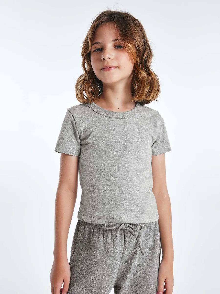 Hering Kids, Blusa Infantil Menina Baby Tee - Cinza