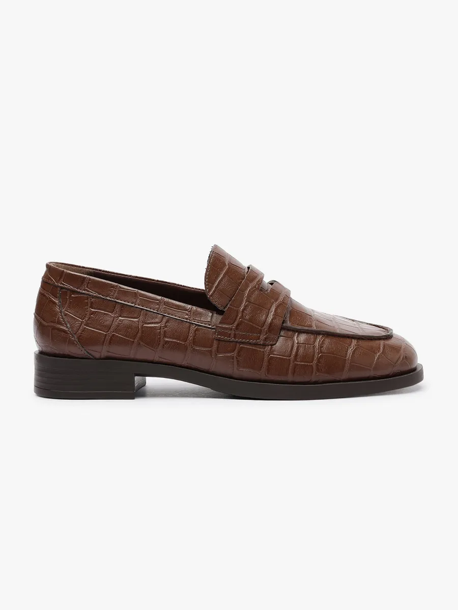 Hering Shoes, Mocassim Feminino Croco - Marrom