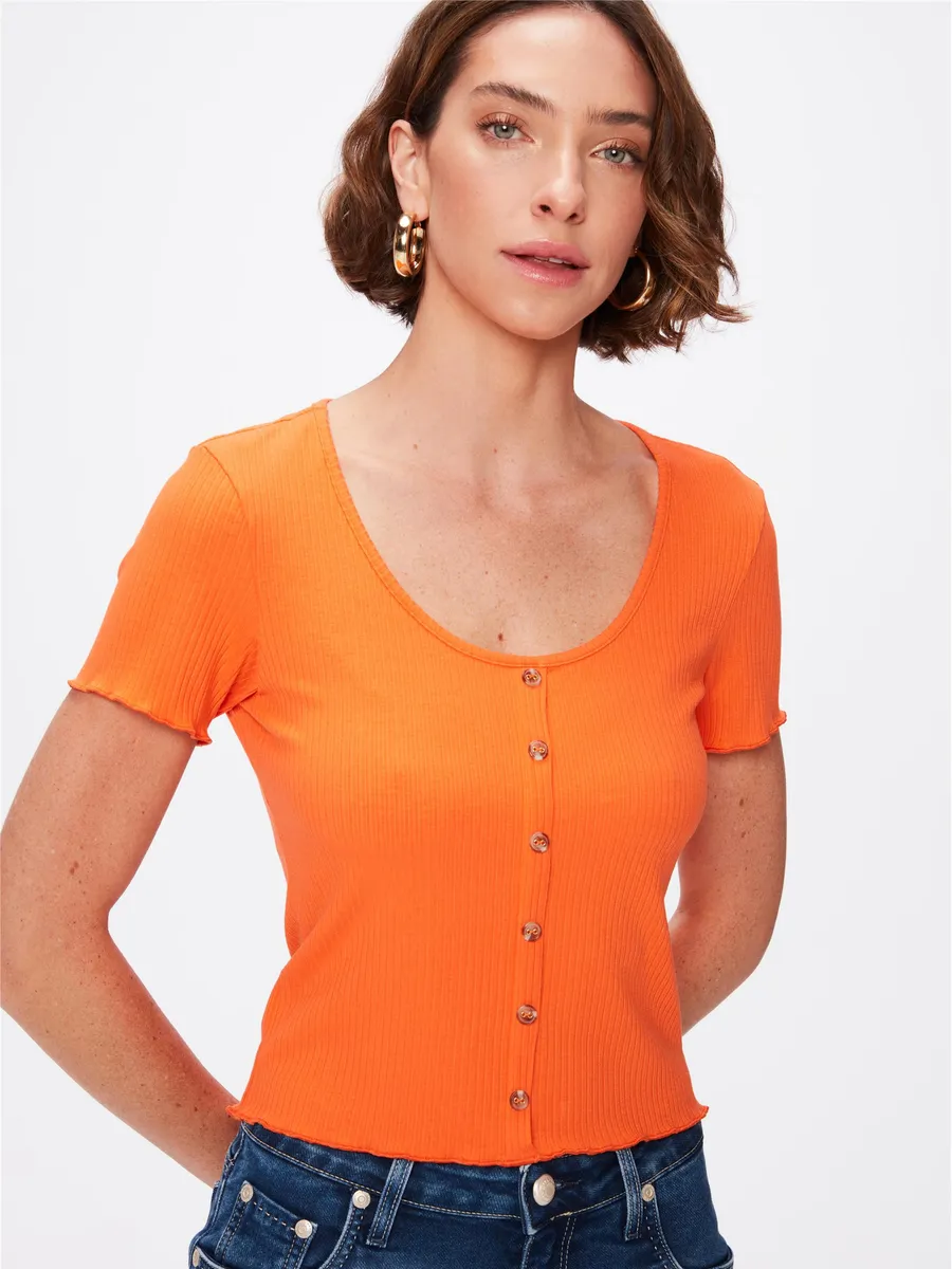 Damyller, Blusa Justa Canelada com Manga Curta