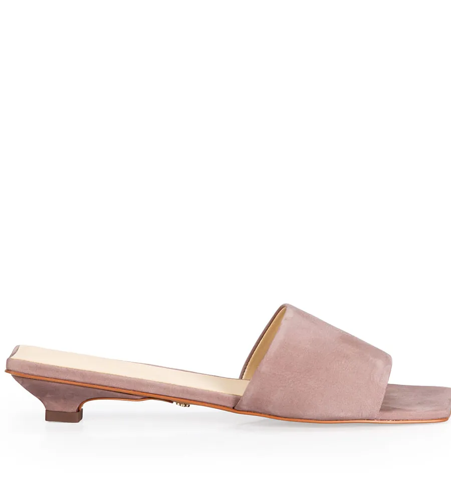 Capodarte, Mule Salto Baixo Couro Suede Rose