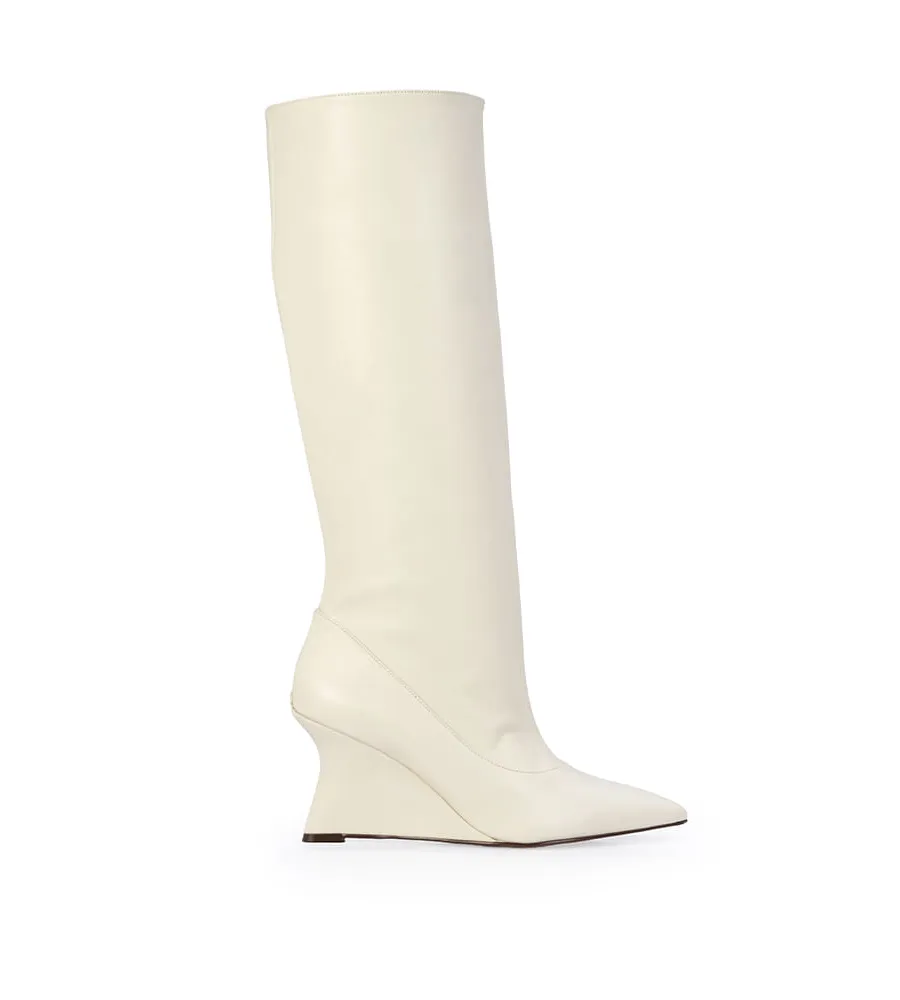 Capodarte, Bota Cano Longo Slouch Couro Branca Duna