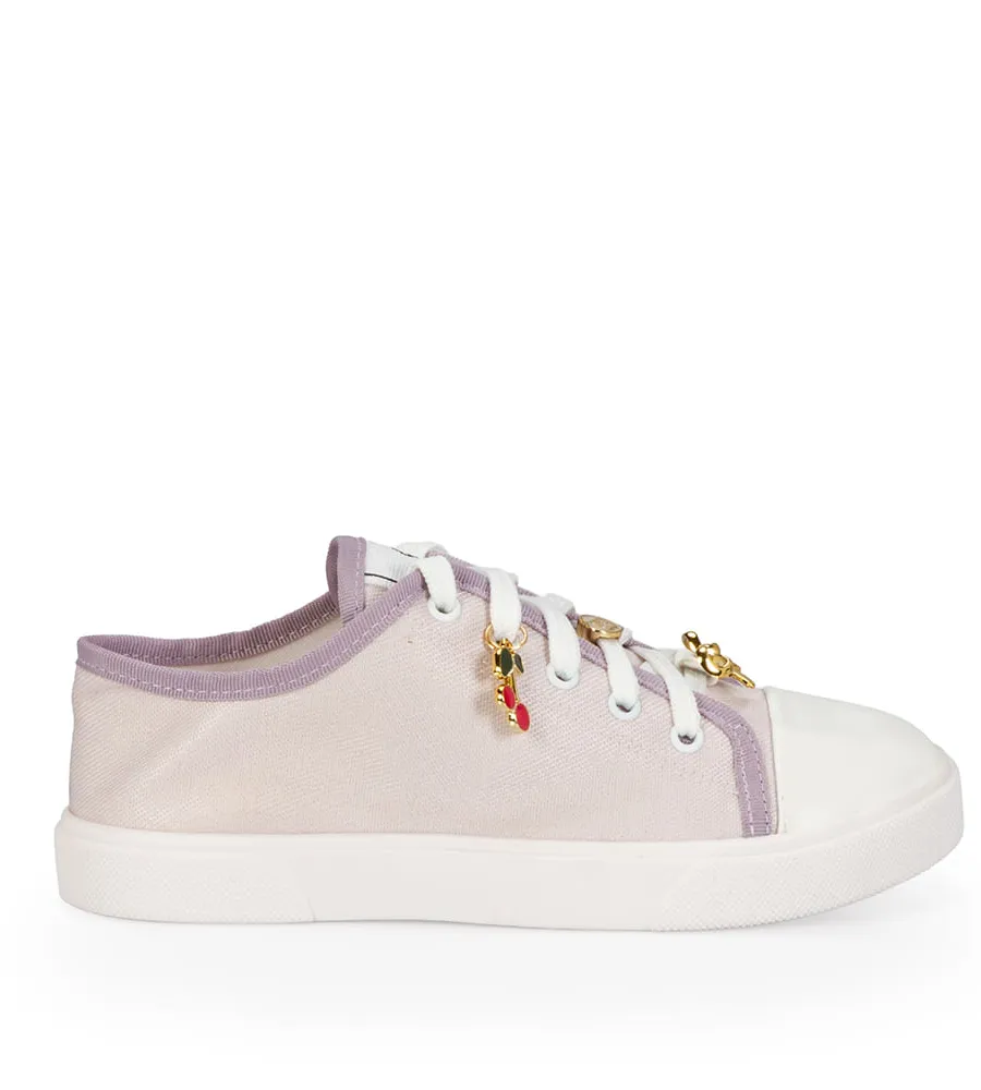 Capodarte, Tênis Infantil Jeans Rosa E Branco Amarração
