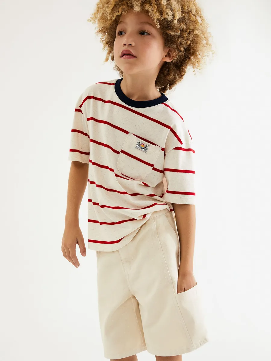 Hering Kids, Bermuda Infantil Menino Reta Em Sarja - Creme