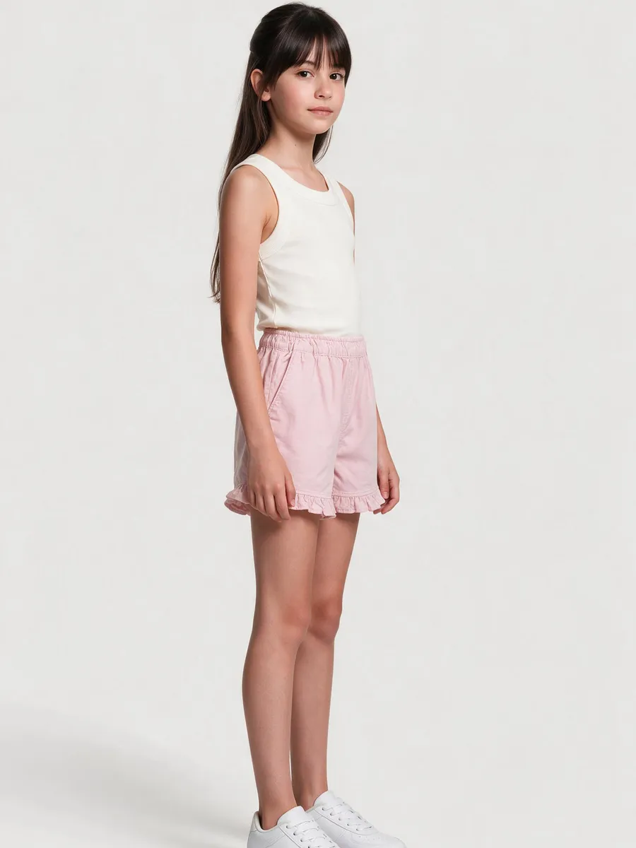Hering Kids, Shorts Infantil Menina Clochard Em Sarja - Rosa