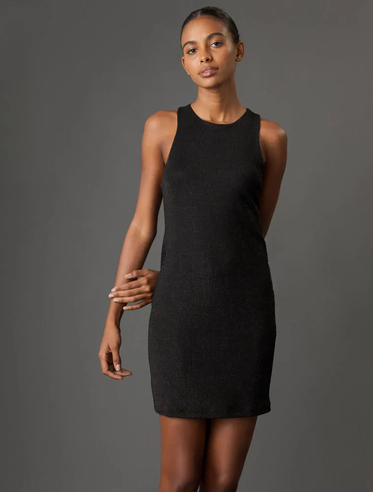 Calvin Klein Jeans, Vestido Feminino Jacquard Lurex Calvin Klein Jeans - Preto