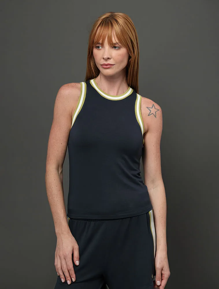 Calvin Klein Jeans, Regata Feminina Retilínea em Contraste Calvin Klein Jeans - Marinho