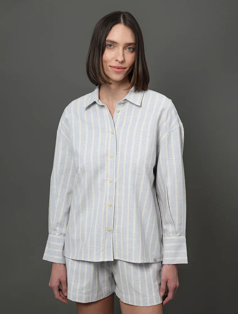 Calvin Klein Jeans, Camisa Feminina Listrada Amarração Calvin Klein Jeans - Lavanda