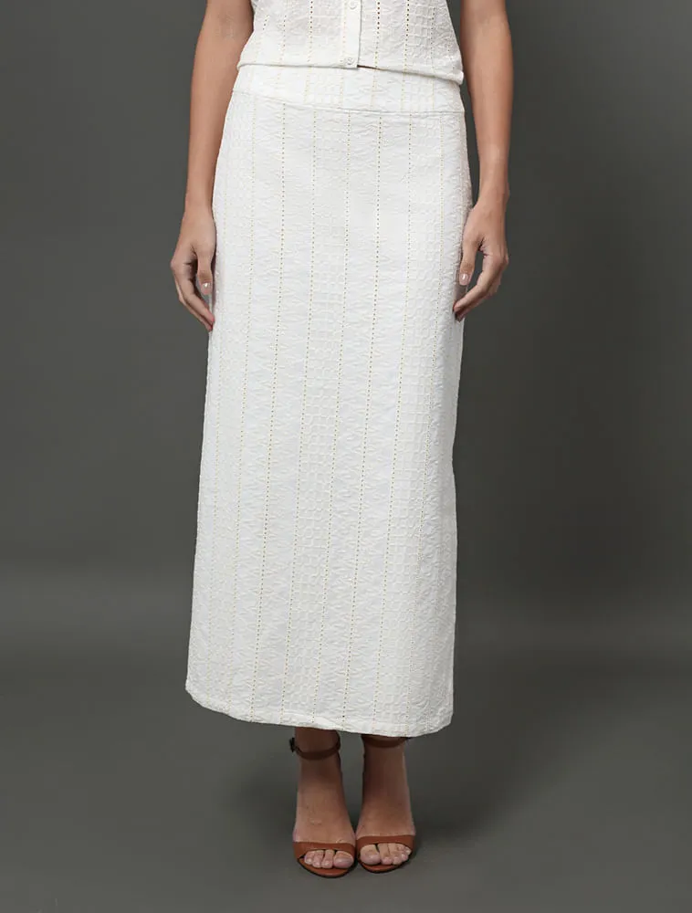 Calvin Klein Jeans, Saia Midi de Laise Calvin Klein - Branco