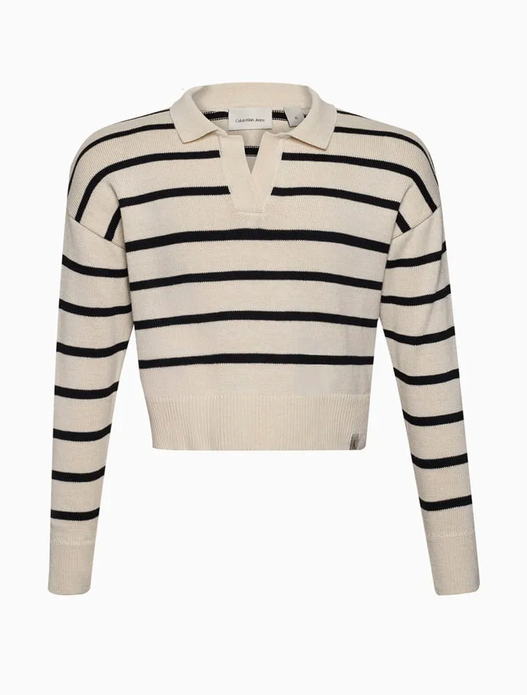 Calvin Klein Jeans, Tricot Menina Listrado Calvin Klein Jeans - Preto