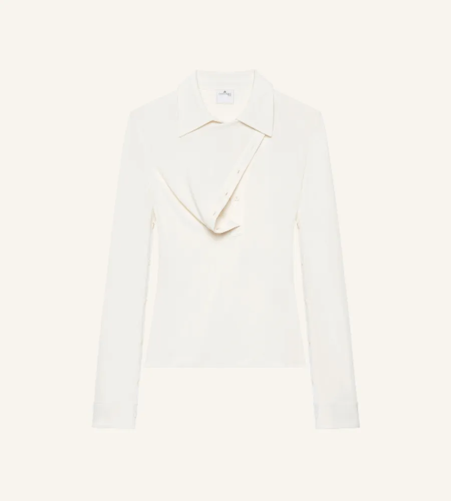 Courrèges, Blusa Oblique Crepe Jersey Shirt Courrèges