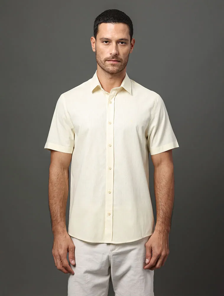 Calvin Klein Jeans, Camisa Masculina Linen Cotton Calvin Klein Jeans - Amarelo Manteiga