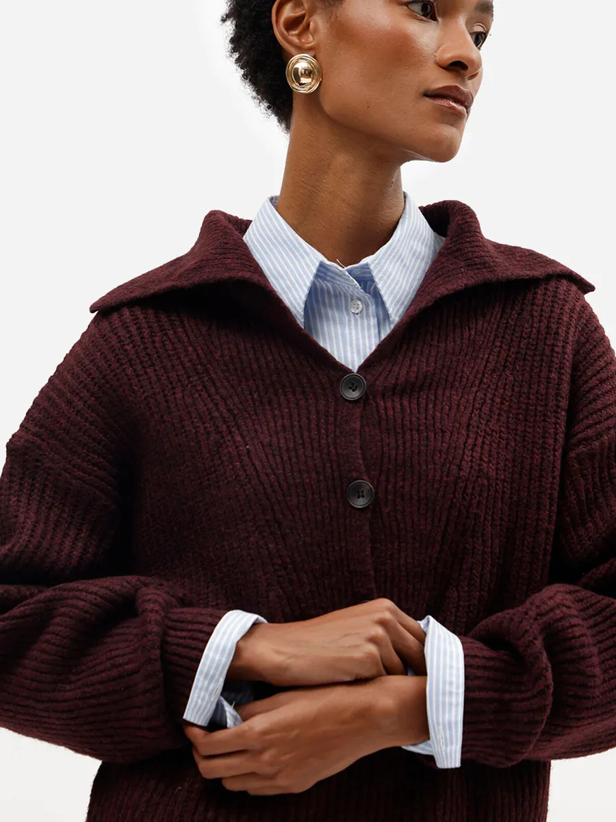 C&A, suéter feminino de tricot com gola canelado vinho
