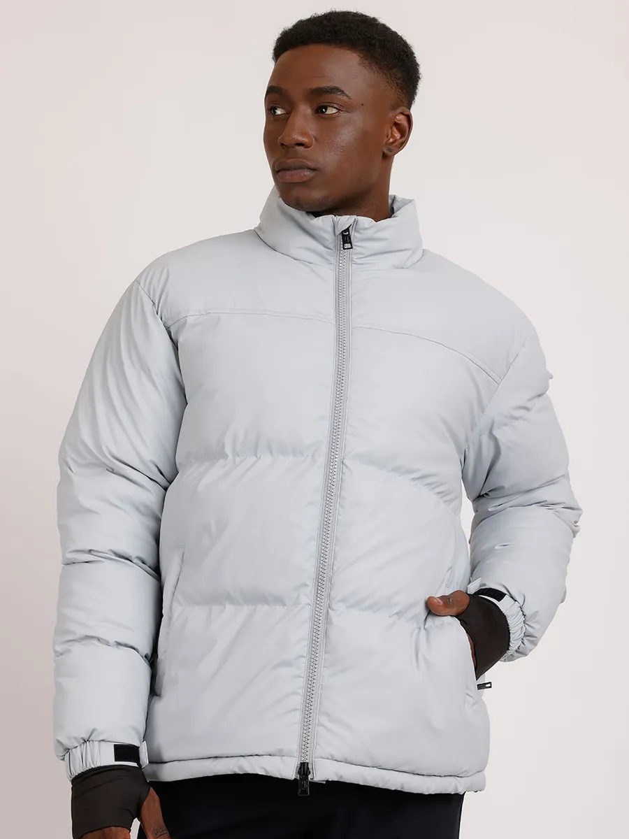 Urban, Jaqueta Puffer Gola Alta Liquid Repeller Cinza