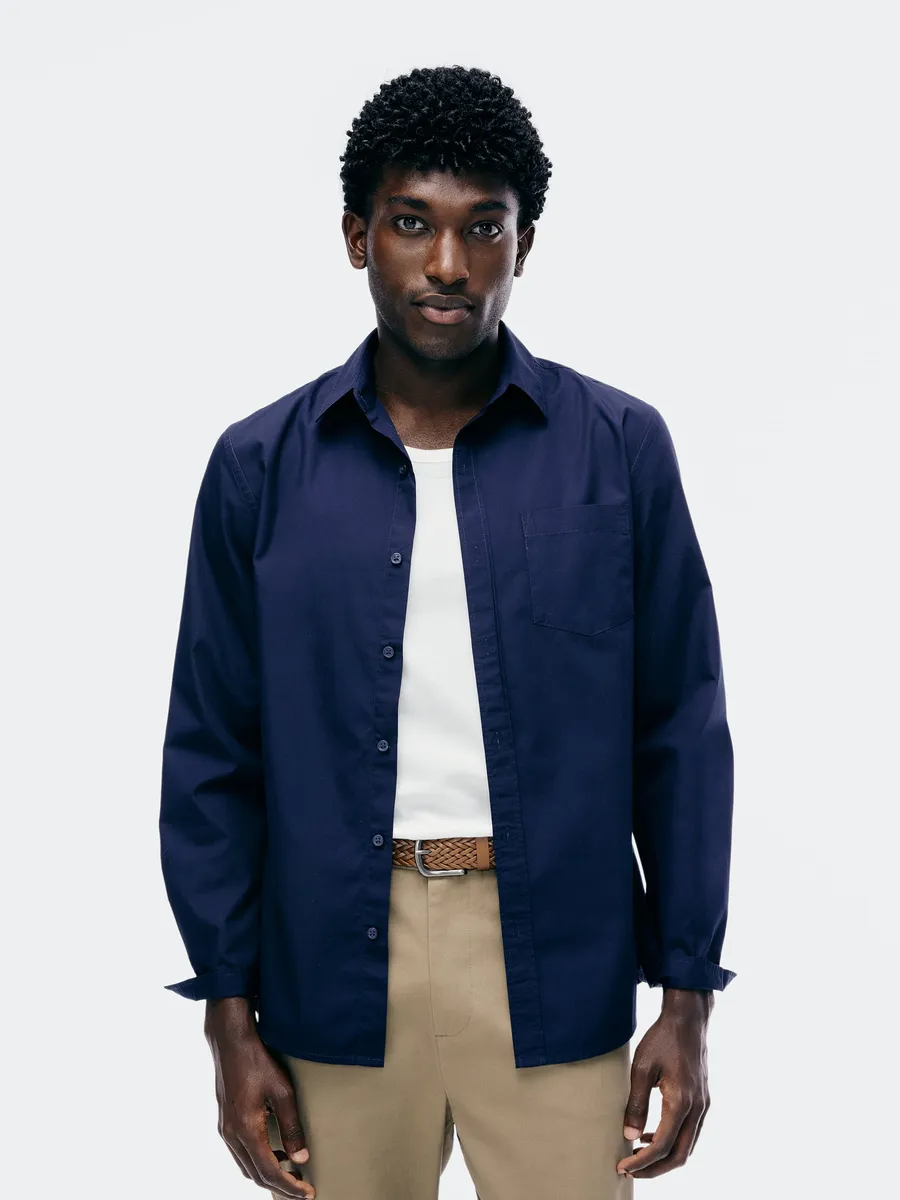 Hering Adulto, Camisa Básica Masculina Manga Longa Slim - Azul