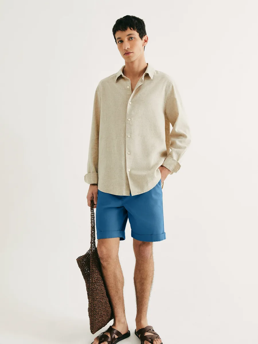 Hering Adulto, Bermuda Básica Masculina Em Sarja Com Elastano - Azul
