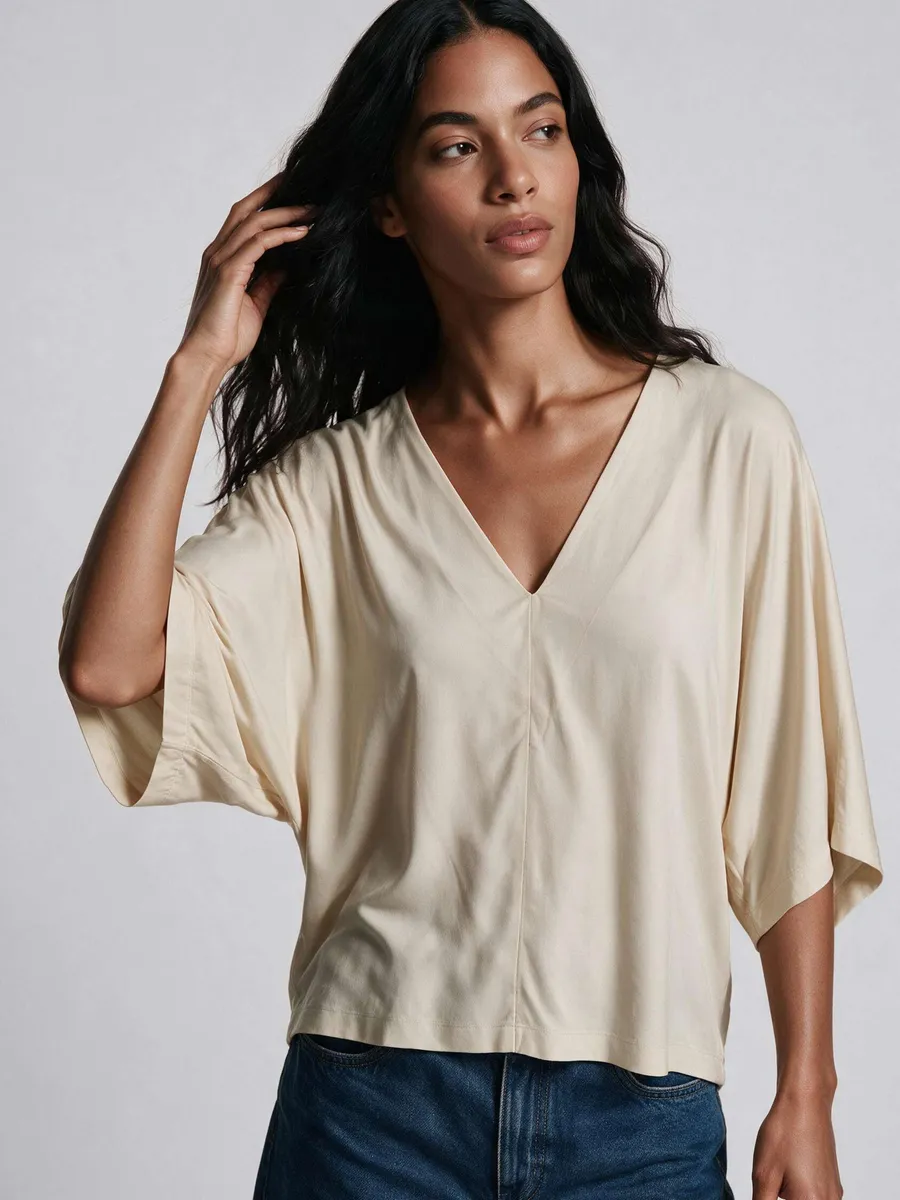 Hering Adulto, Blusa Feminina Manga Morcego - Creme
