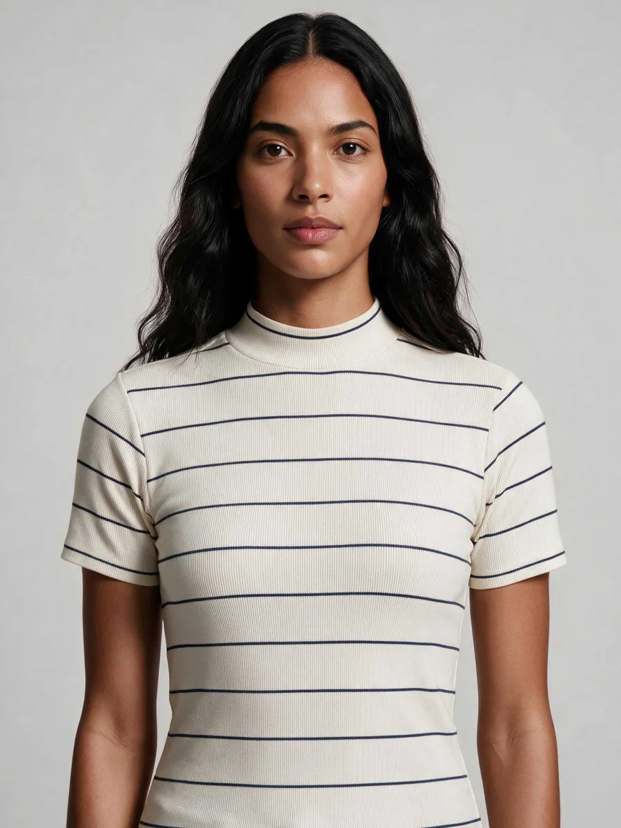 Hering Adulto, Blusa Feminina Gola Alta Em Ribana Fio Tinto - Off white